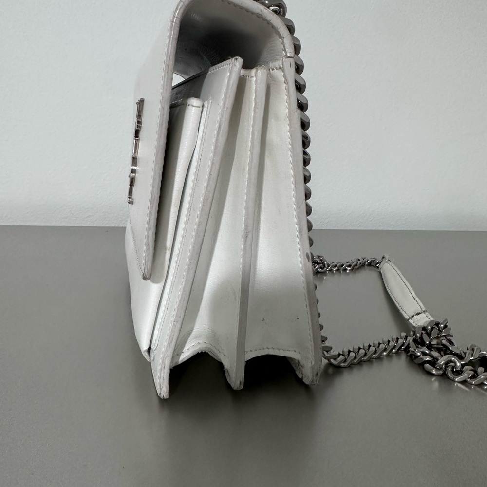 Yves Saint Laurent White Crossbody Bag with Silver Logo - Picture 6 of 8